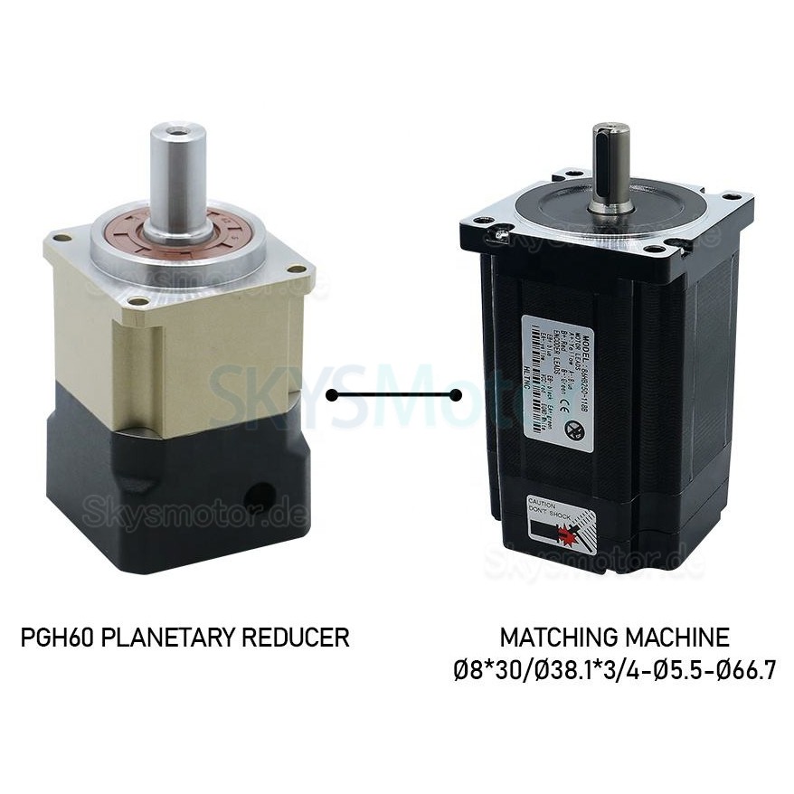 PGH60 Serie Schrägverzahntes Planetengetriebe PGH60-L1SW-Stepper, Max.Verhältnis 10:1, Verdrehspiel 6' für Nema 23,24 Schrittmotor